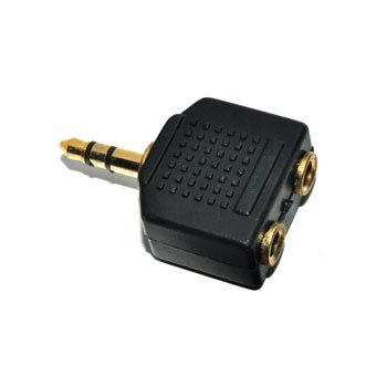 Adaptor Jack 3,5mm Stereo naar 2x Jack 3,5mm Contra Stereo Verguld