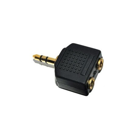 Adaptor Jack 3,5mm Stereo naar 2x Jack 3,5mm Contra Stereo Verguld