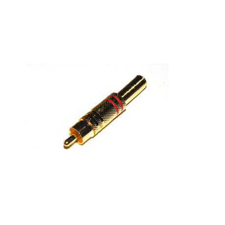 Cinch/Tulp male Plug Verguld Rood