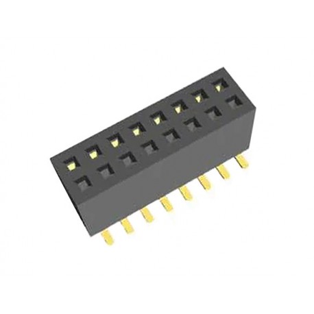 Header 2x 8 polig 1,27mm Female Recht SMD