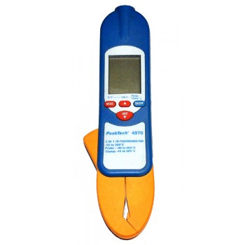 3 in 1 IR Thermometer -35 +260°C + Probe + Clamp PeakTech 4970